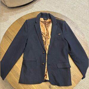 Classic Black Blazer with Gold Satin Lining